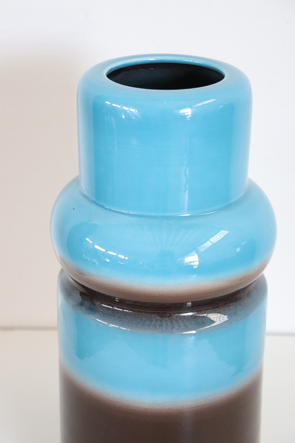Artistic Vase in Blue and Brown Ceramic, 1970s