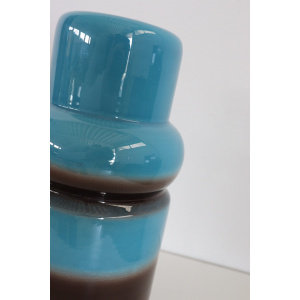 Artistic Vase in Blue and Brown Ceramic, 1970s