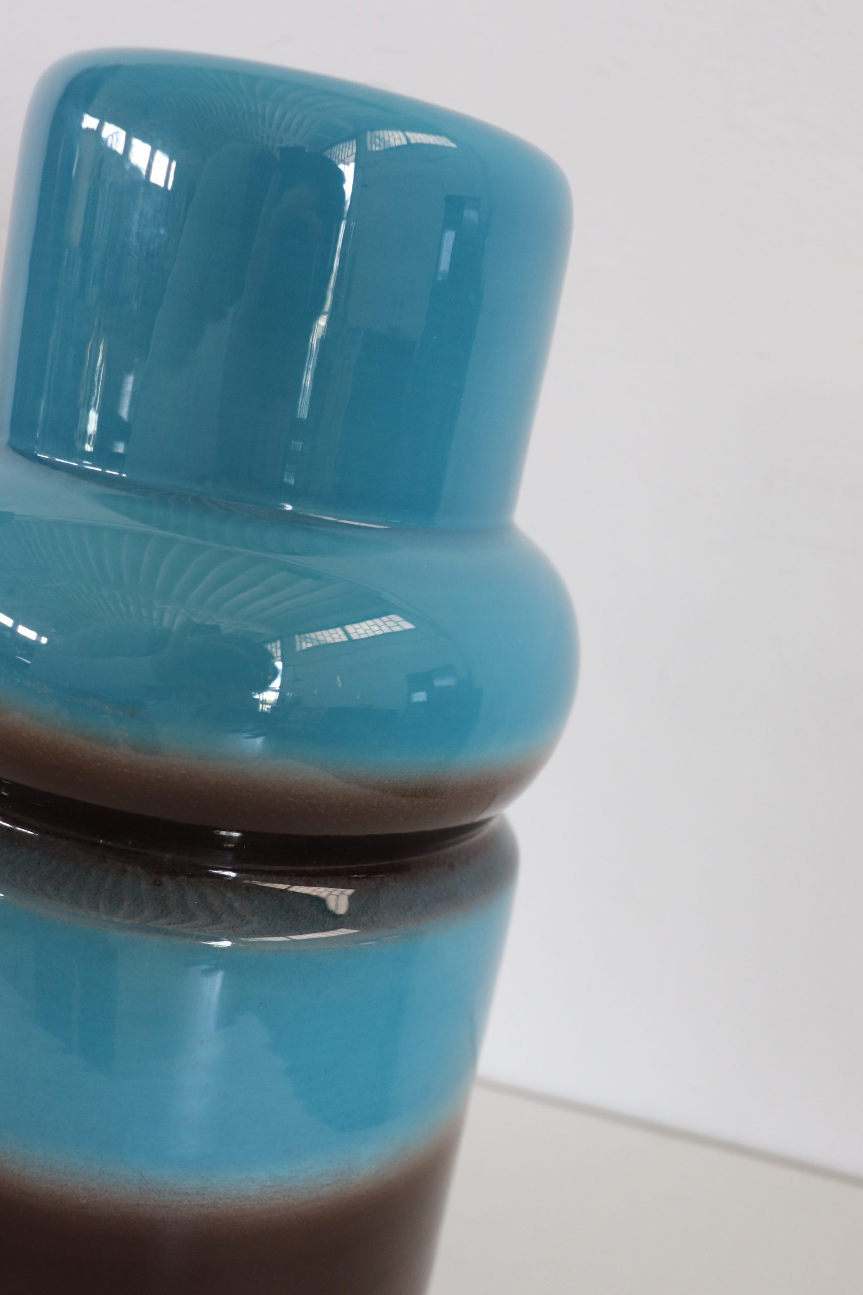 Artistic Vase in Blue and Brown Ceramic, 1970s