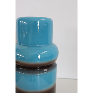 Artistic Vase in Blue and Brown Ceramic, 1970s