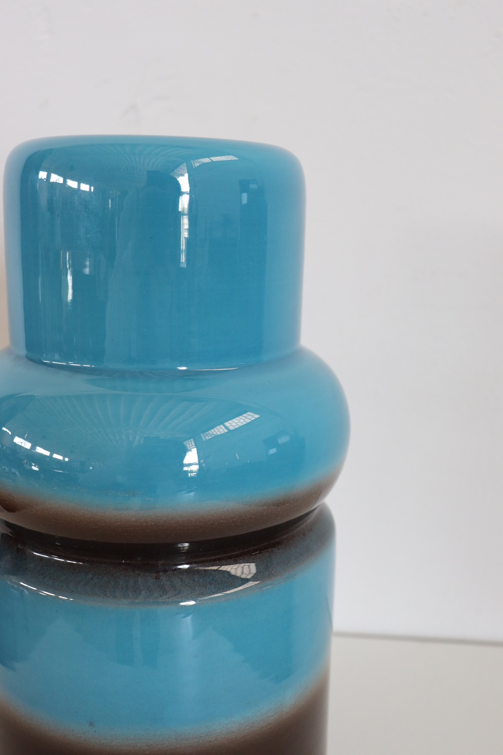 Artistic Vase in Blue and Brown Ceramic, 1970s