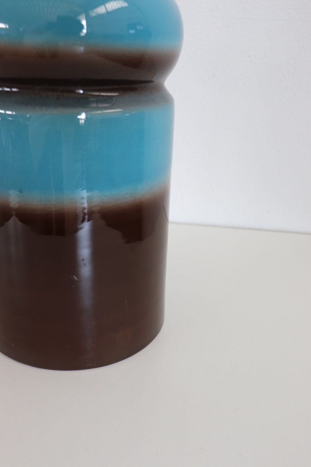 Artistic Vase in Blue and Brown Ceramic, 1970s
