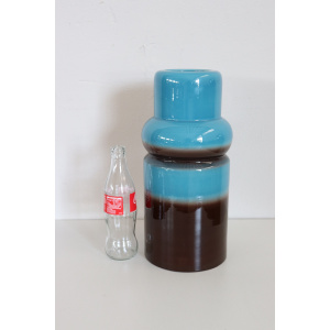 Artistic Vase in Blue and Brown Ceramic, 1970s