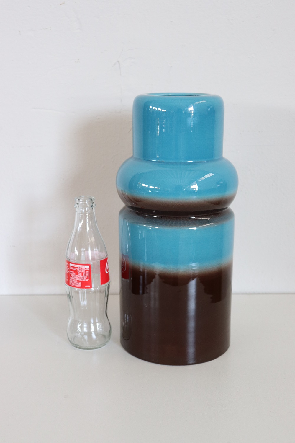 Artistic Vase in Blue and Brown Ceramic, 1970s