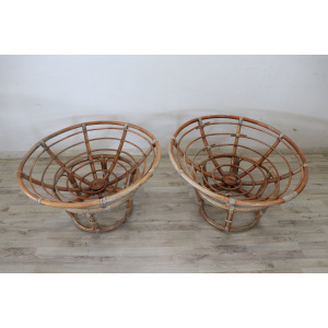 Vintage Lounge Chairs in Bamboo, 1980s, Set of 2