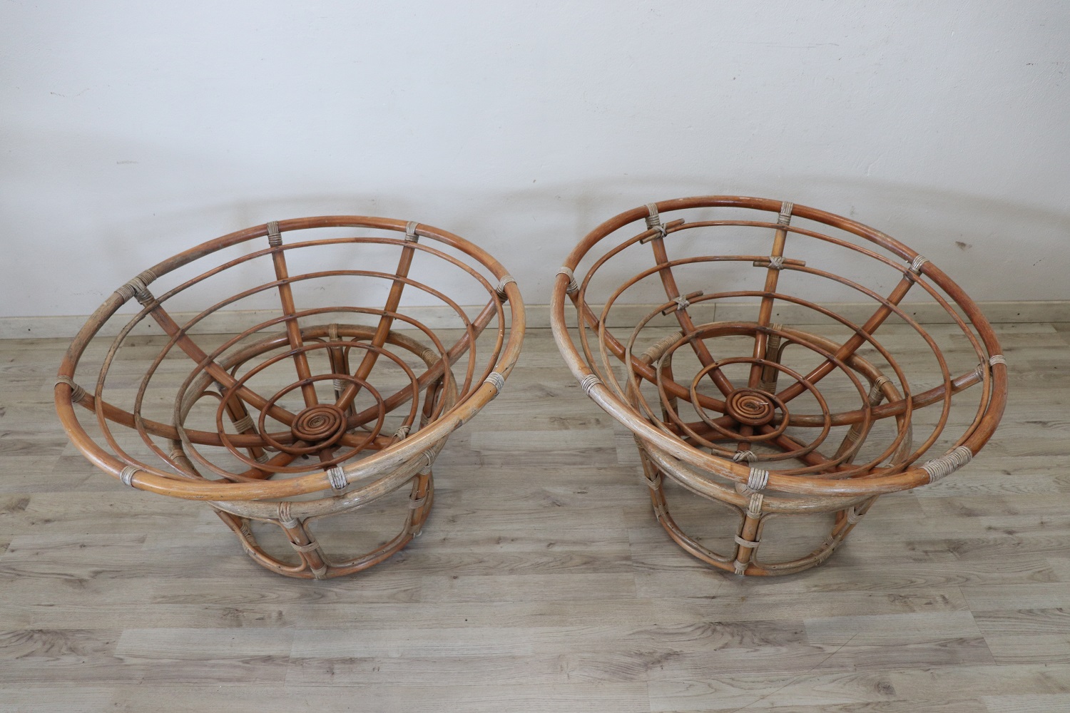 Vintage Lounge Chairs in Bamboo, 1980s, Set of 2