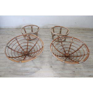 Vintage Lounge Chairs in Bamboo, 1980s, Set of 2