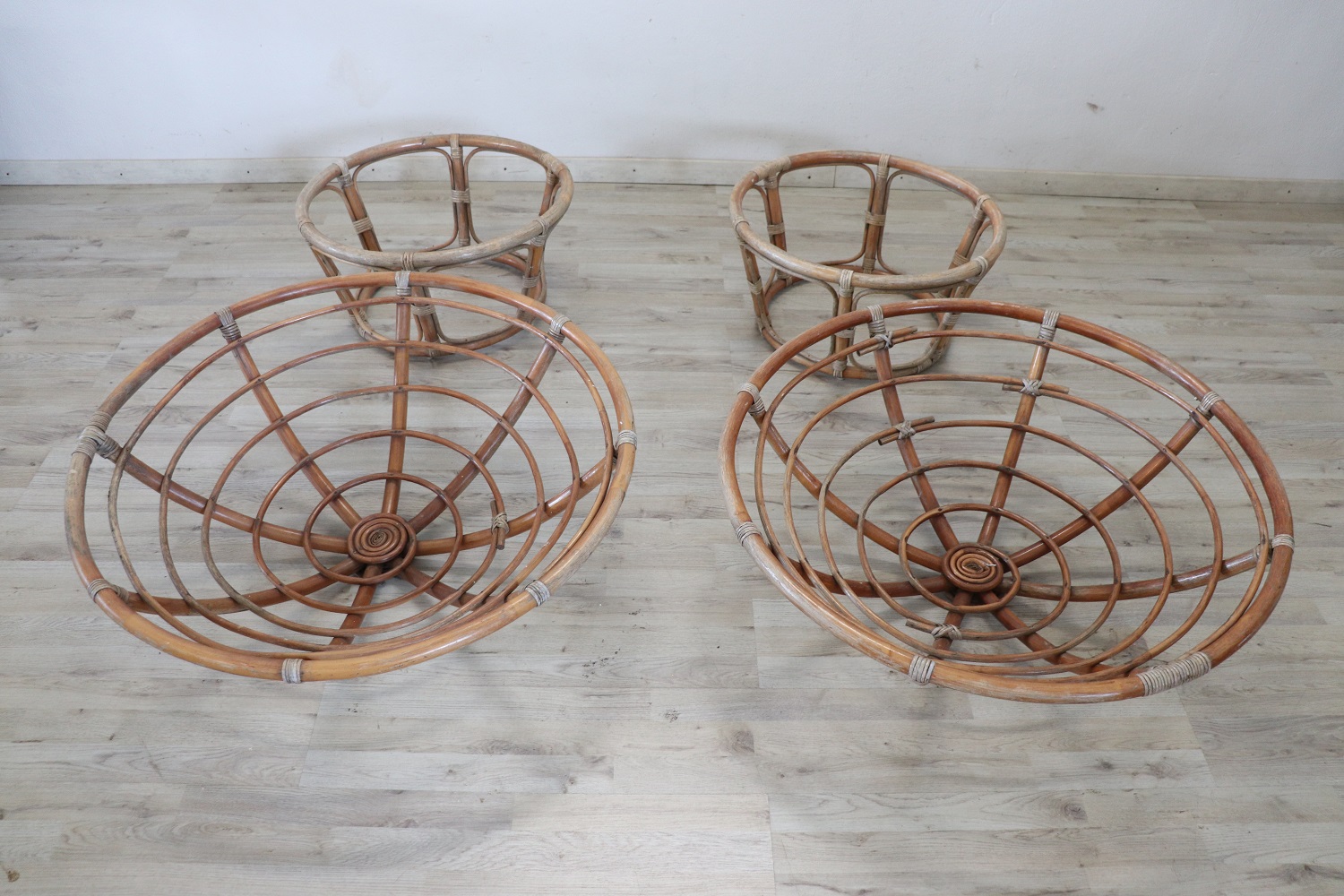 Vintage Lounge Chairs in Bamboo, 1980s, Set of 2