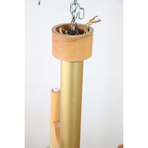 Italian Glass Wood and Brass Chandelier by Sciolari for Mazzega, 1970s