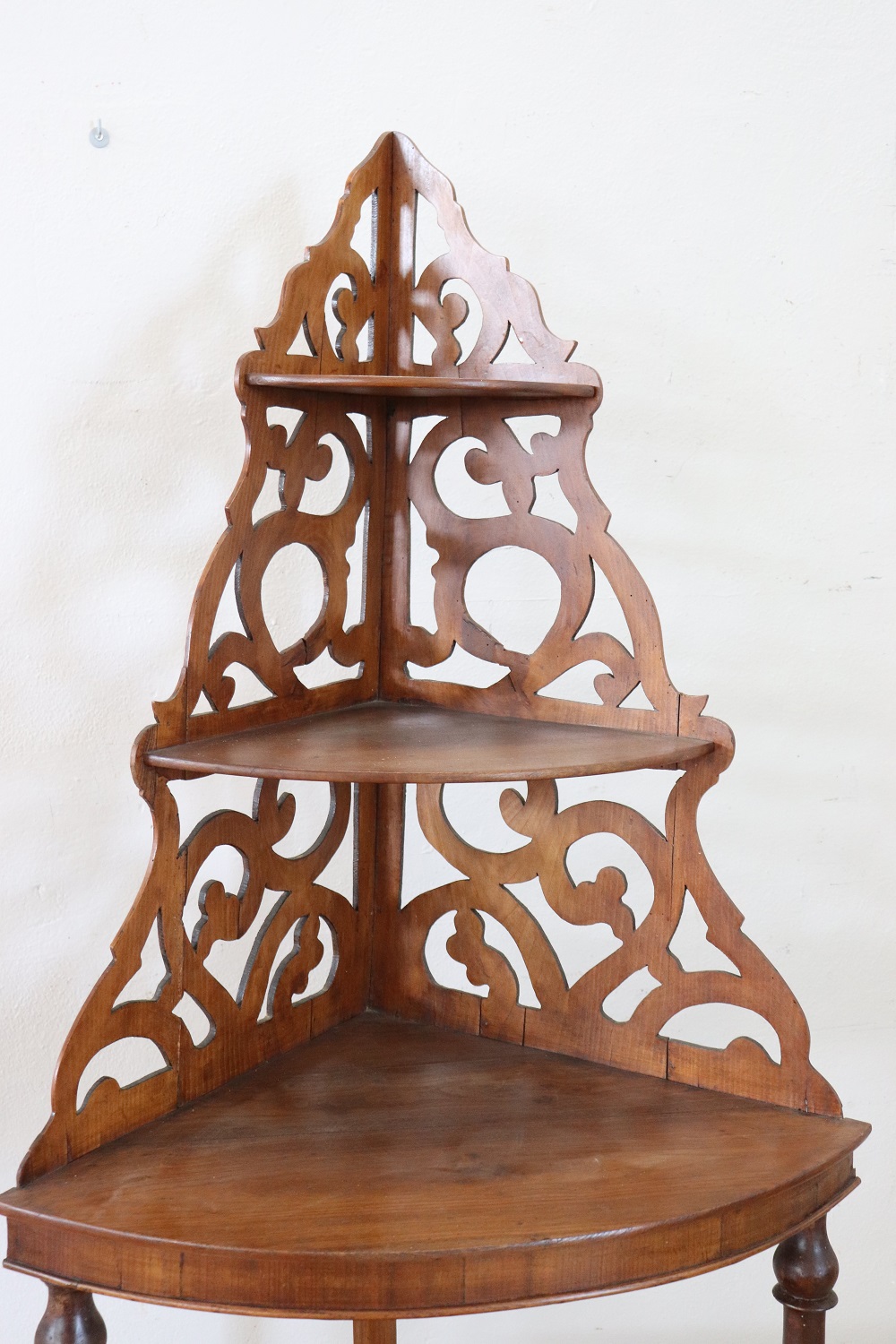 Antique Walnut Corner Shelves, 1850s