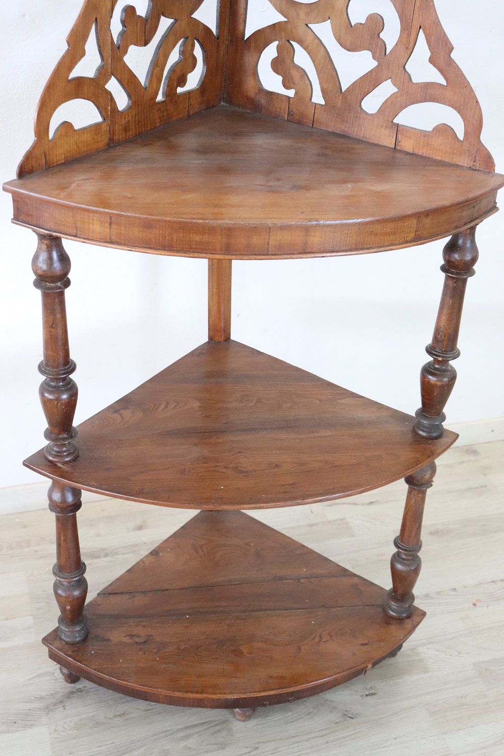 Antique Walnut Corner Shelves, 1850s