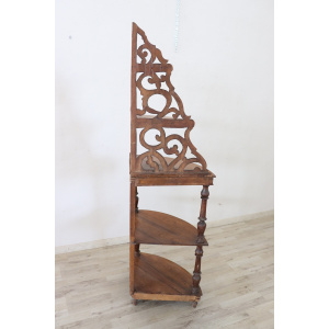Antique Walnut Corner Shelves, 1850s