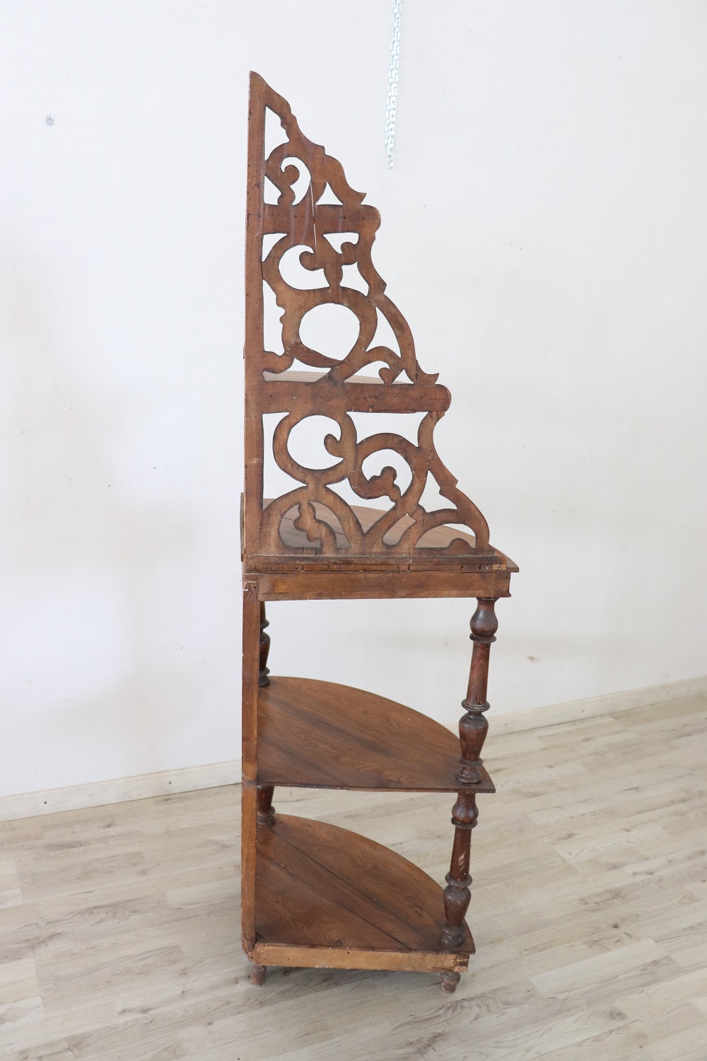 Antique Walnut Corner Shelves, 1850s