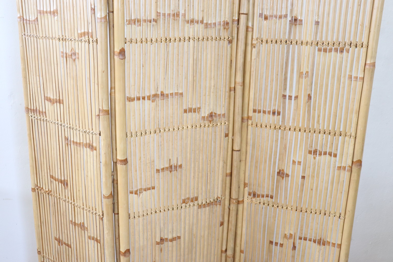 Vintage 3-Panel Bamboo Screen, 1980s