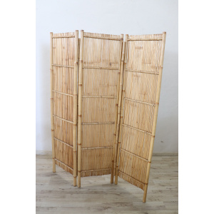 Vintage 3-Panel Bamboo Screen, 1980s