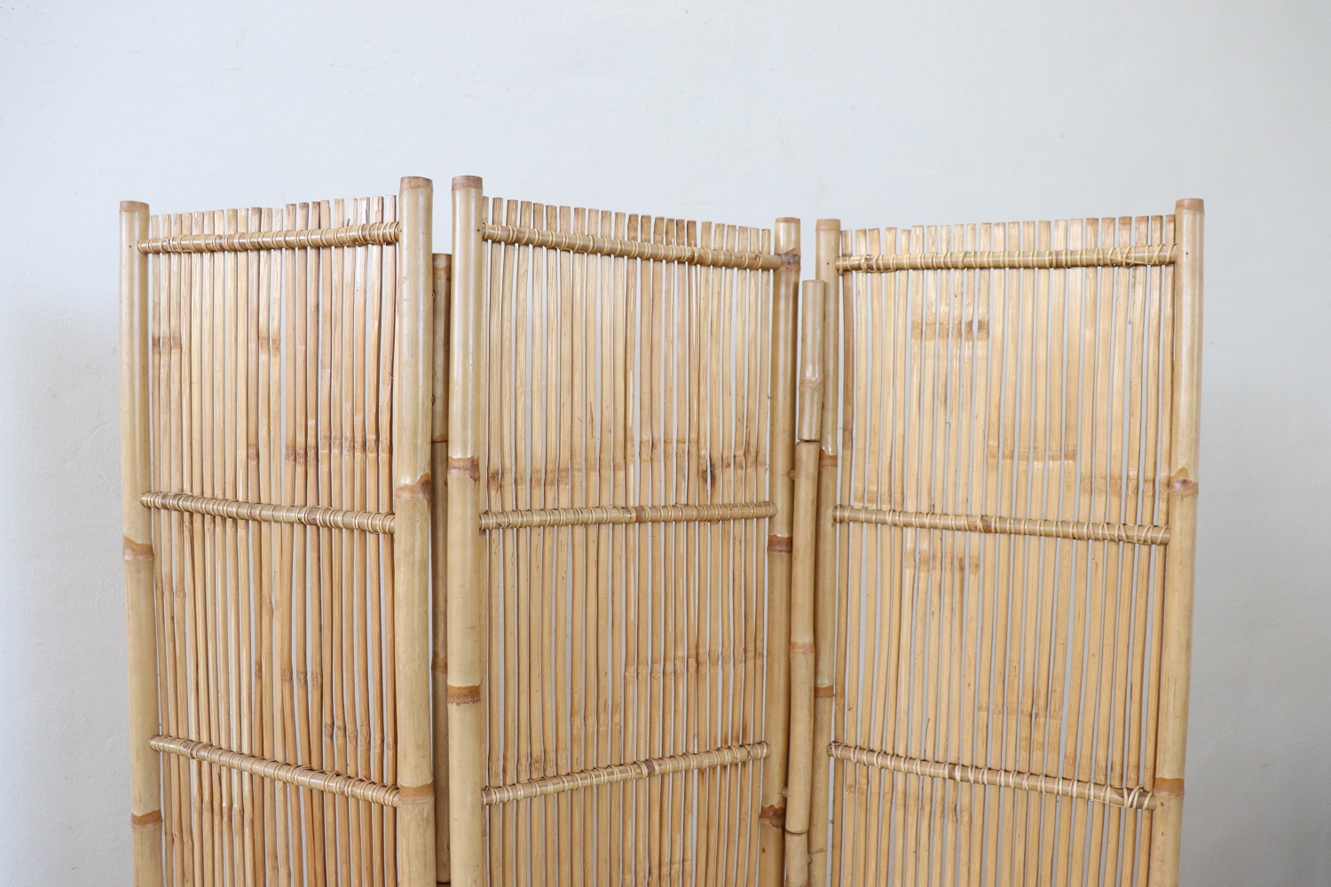 Vintage 3-Panel Bamboo Screen, 1980s