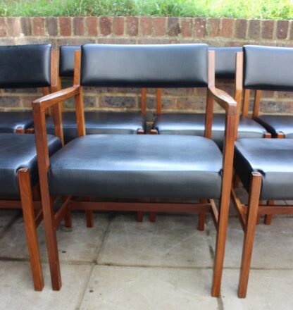 British Midcentury teak and leather chairs - Image 6