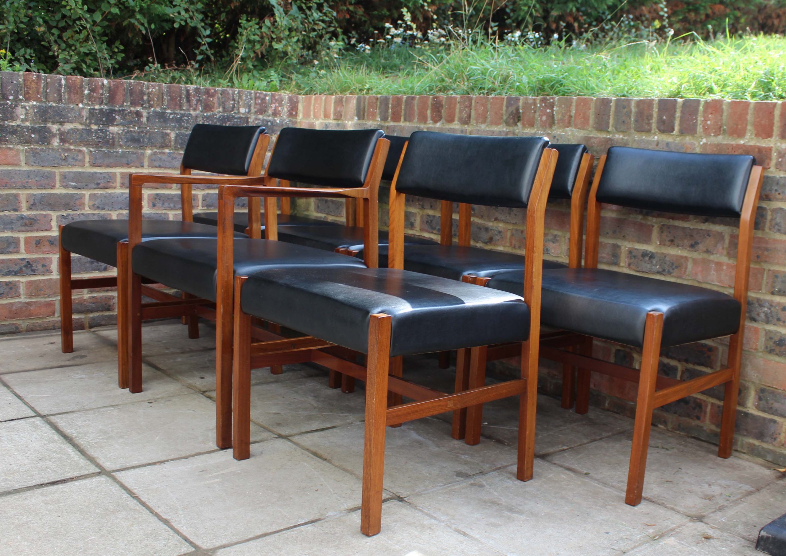 British Midcentury teak and leather chairs