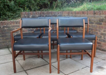 British Midcentury teak and leather chairs - Image 7