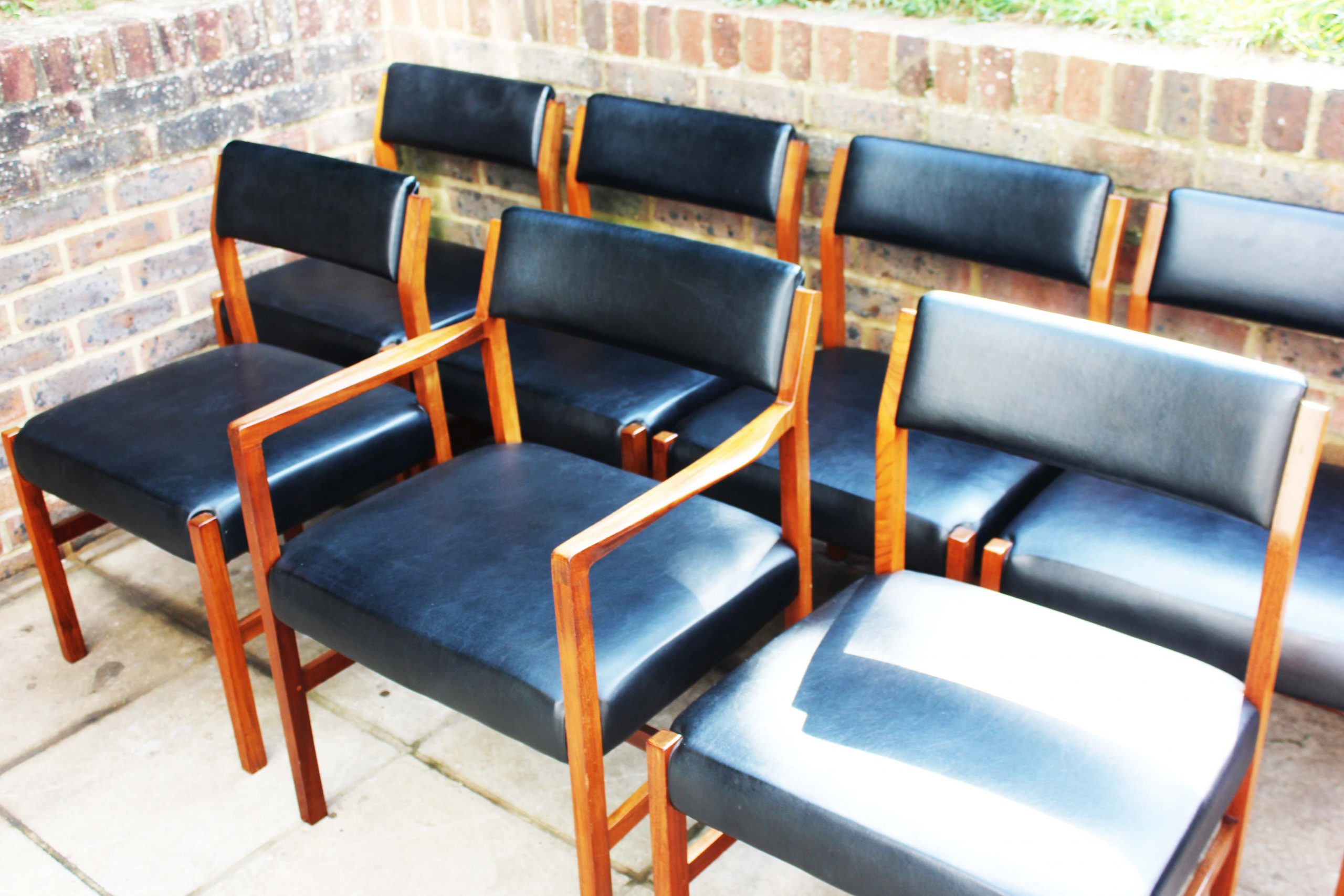 British Midcentury teak and leather chairs