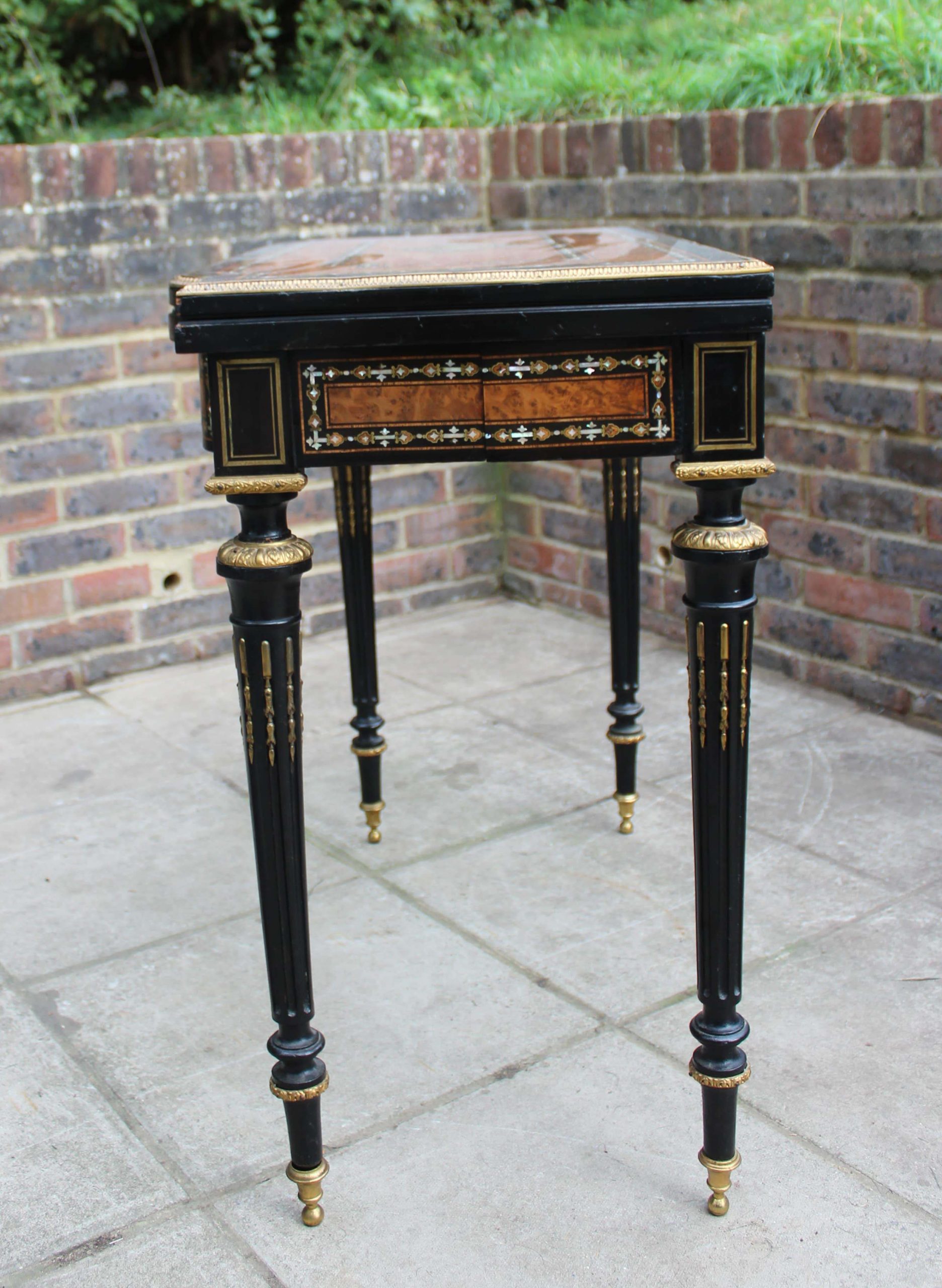 19th century French Napoleon III inlaid card table