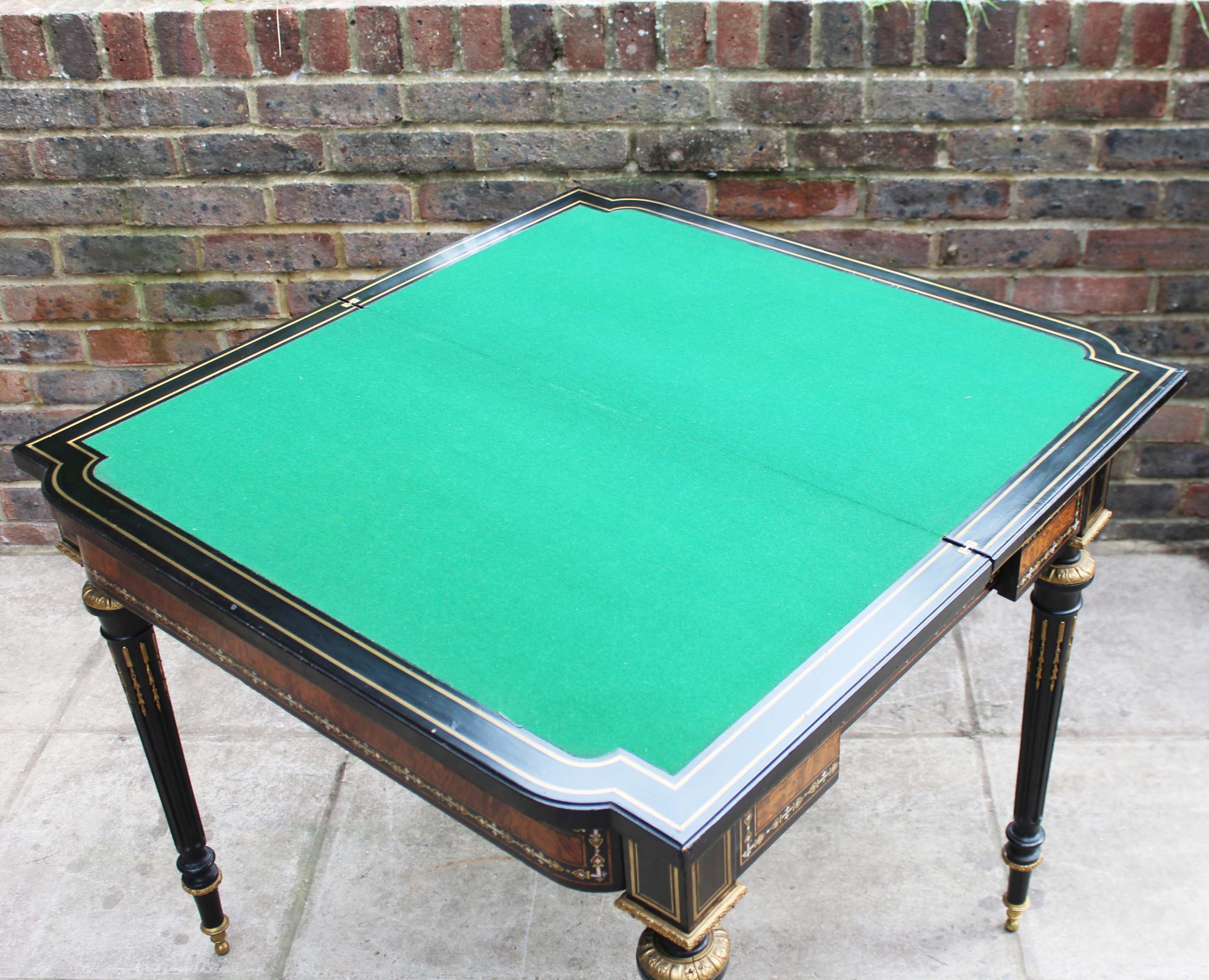 19th century French Napoleon III inlaid card table
