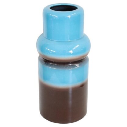Artistic Vase in Blue and Brown Ceramic, 1970s