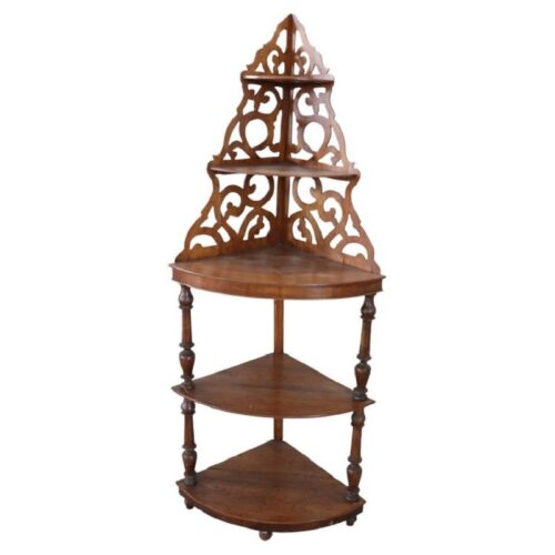Antique Walnut Corner Shelves, 1850s
