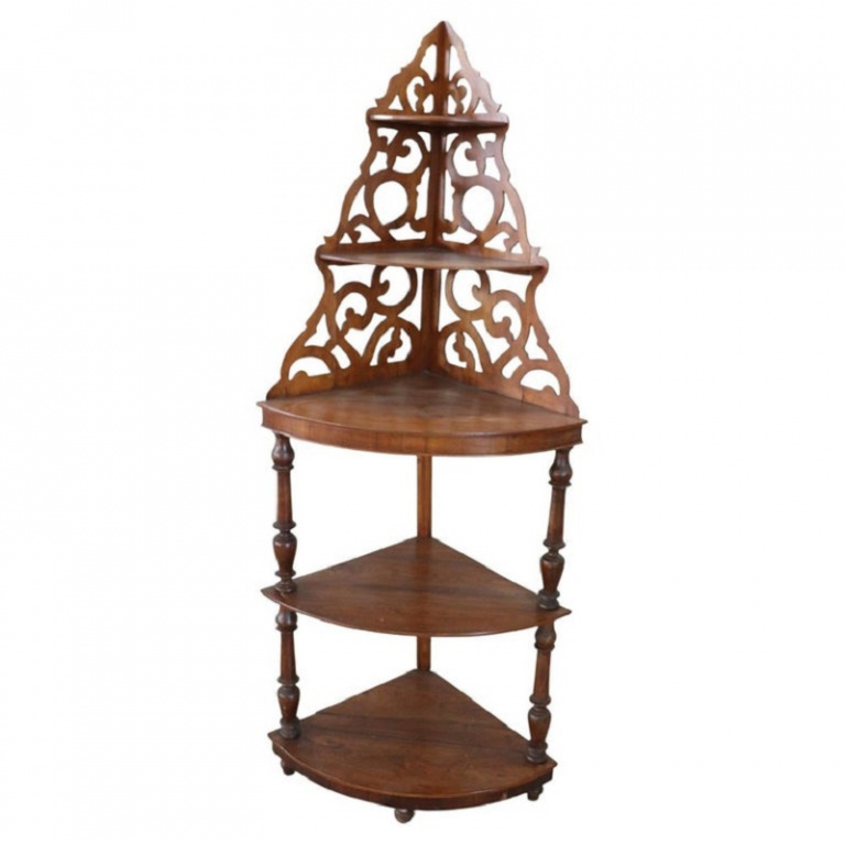 Antique Walnut Corner Shelves, 1850s