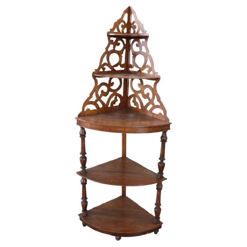 Antique Walnut Corner Shelves, 1850s