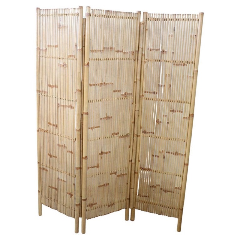 Vintage 3-Panel Bamboo Screen, 1980s