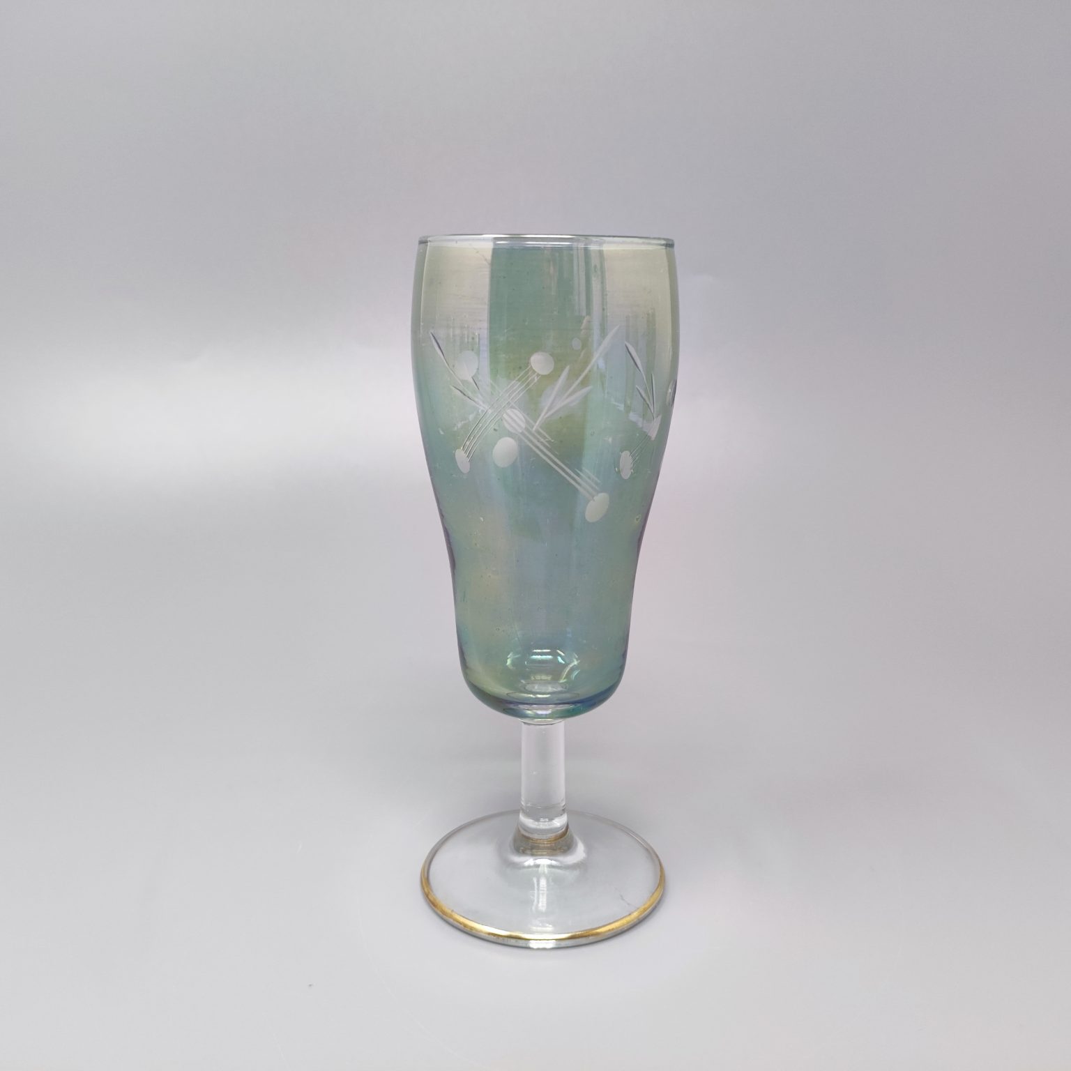 1960s Set of Six Crystal Glasses. Made in Italy