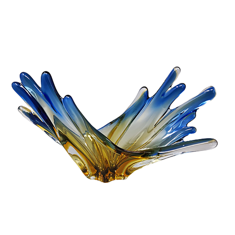 1960s Big Blue and Ocher Centerpiece in Murano Glass. Made in Italy