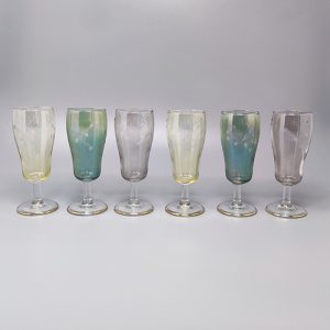 1960s Set of Six Crystal Glasses. Made in Italy