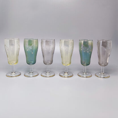 1960s Set of Six Crystal Glasses. Made in Italy - Image 2
