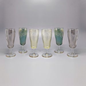 1960s Set of Six Crystal Glasses. Made in Italy