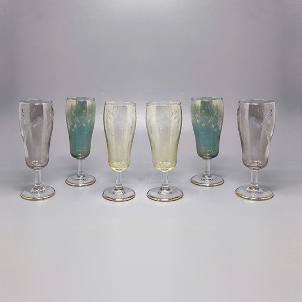 1960s Set of Six Crystal Glasses. Made in Italy - Image 3