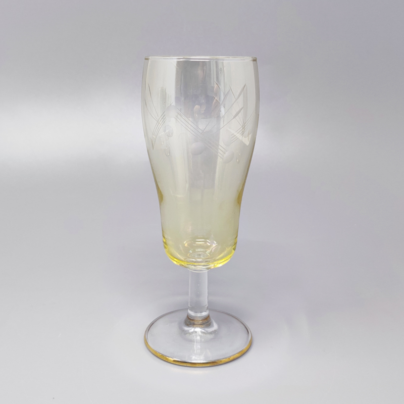 1960s Set of Six Crystal Glasses. Made in Italy
