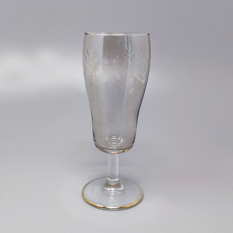 1960s Set of Six Crystal Glasses. Made in Italy