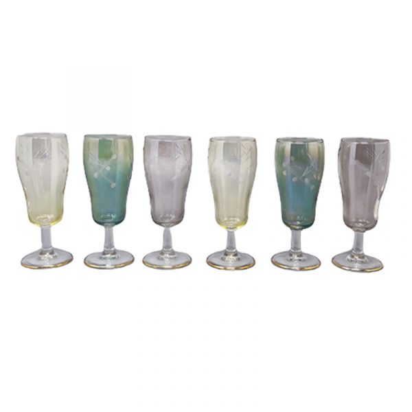 1960s Set of Six Crystal Glasses. Made in Italy