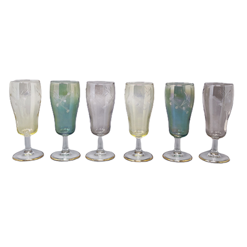 1960s Set of Six Crystal Glasses. Made in Italy