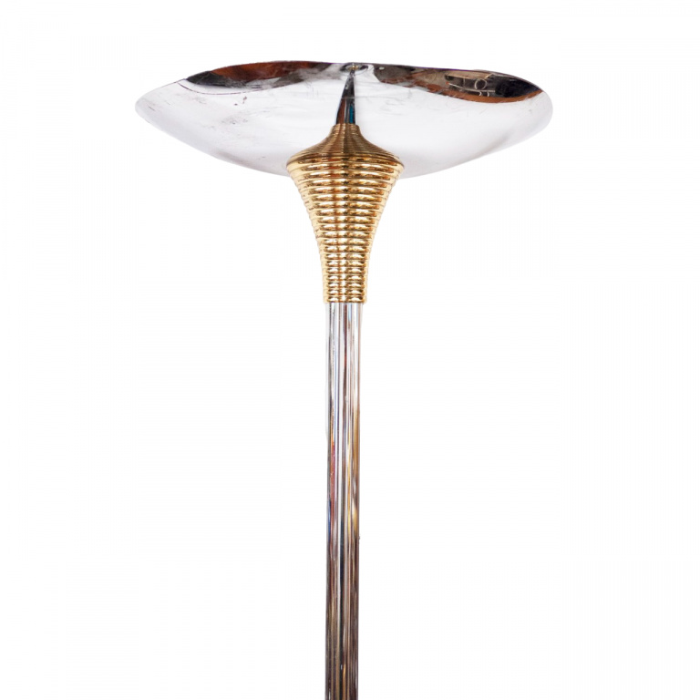 Chromed Metal & Brass Ministerial Floor Lamp From Drummond, 1970s