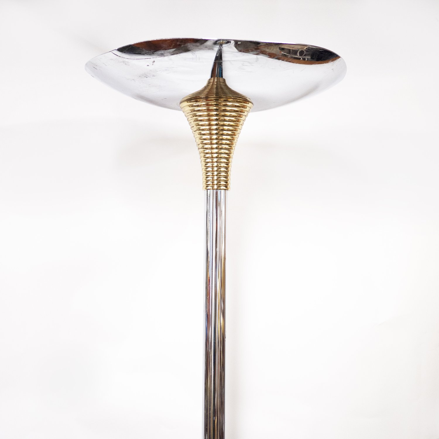 Chromed Metal & Brass Ministerial Floor Lamp From Drummond, 1970s