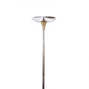 Chromed Metal & Brass Ministerial Floor Lamp From Drummond, 1970s
