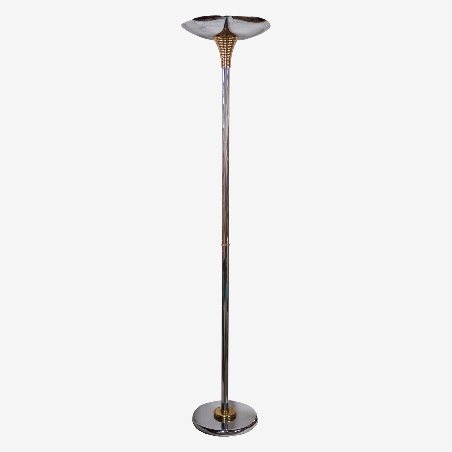 Chromed Metal & Brass Ministerial Floor Lamp From Drummond, 1970s