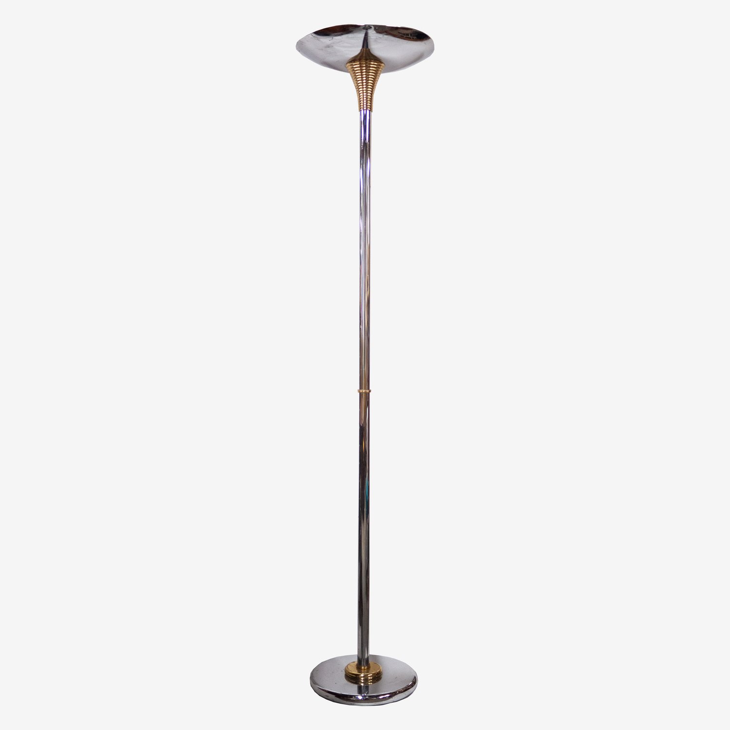 Chromed Metal & Brass Ministerial Floor Lamp From Drummond, 1970s