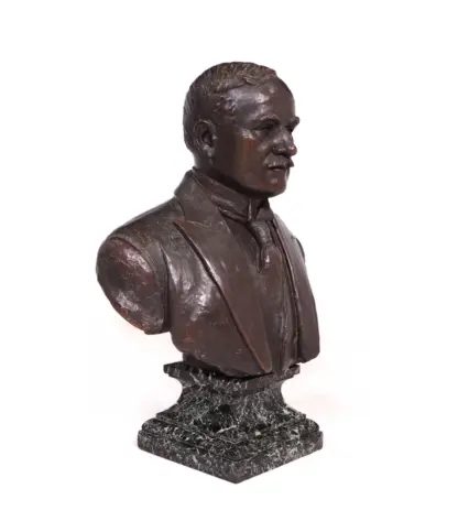 Antique French Bronze Bust Of G,Gars Born 1878 - Image 3