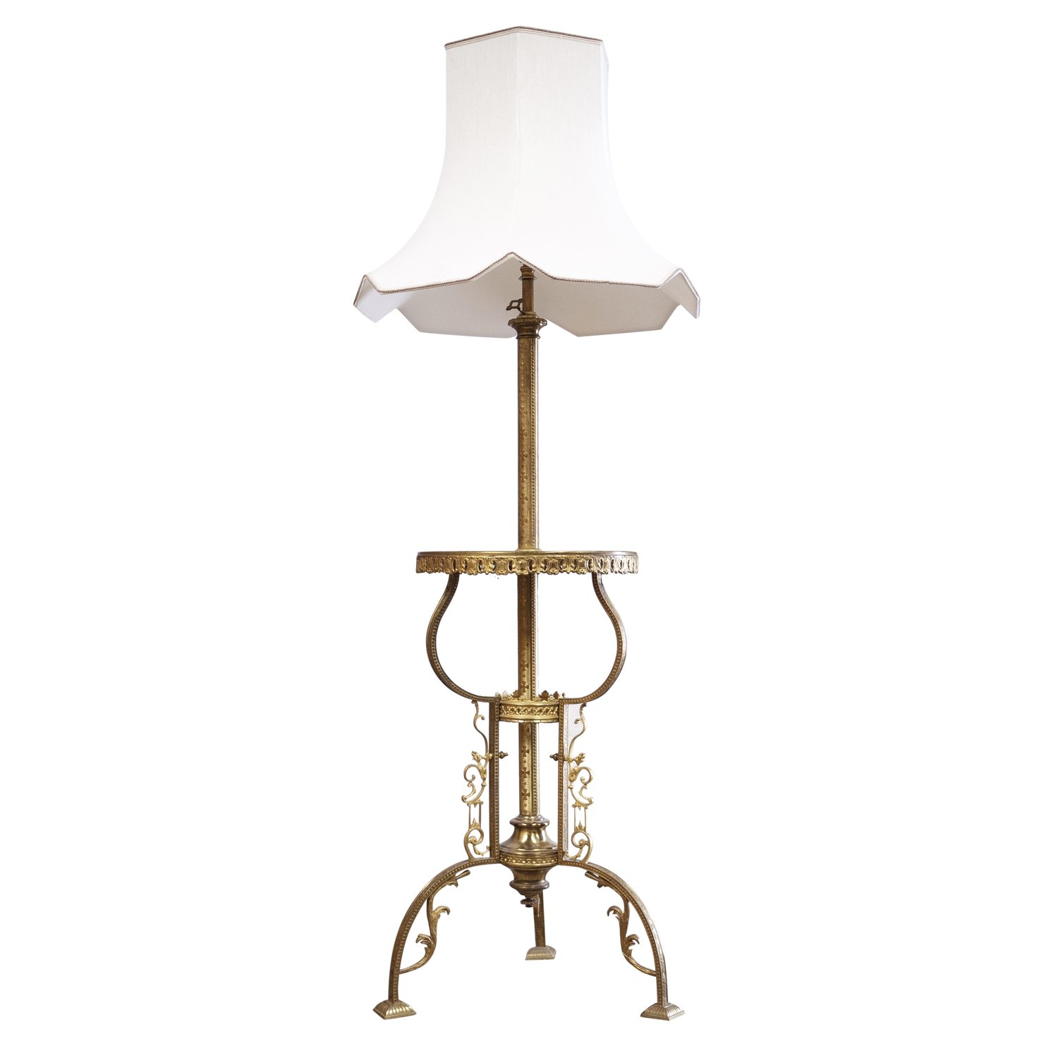 Vintage French Brass And Onyx Floor Lamp, 1930s