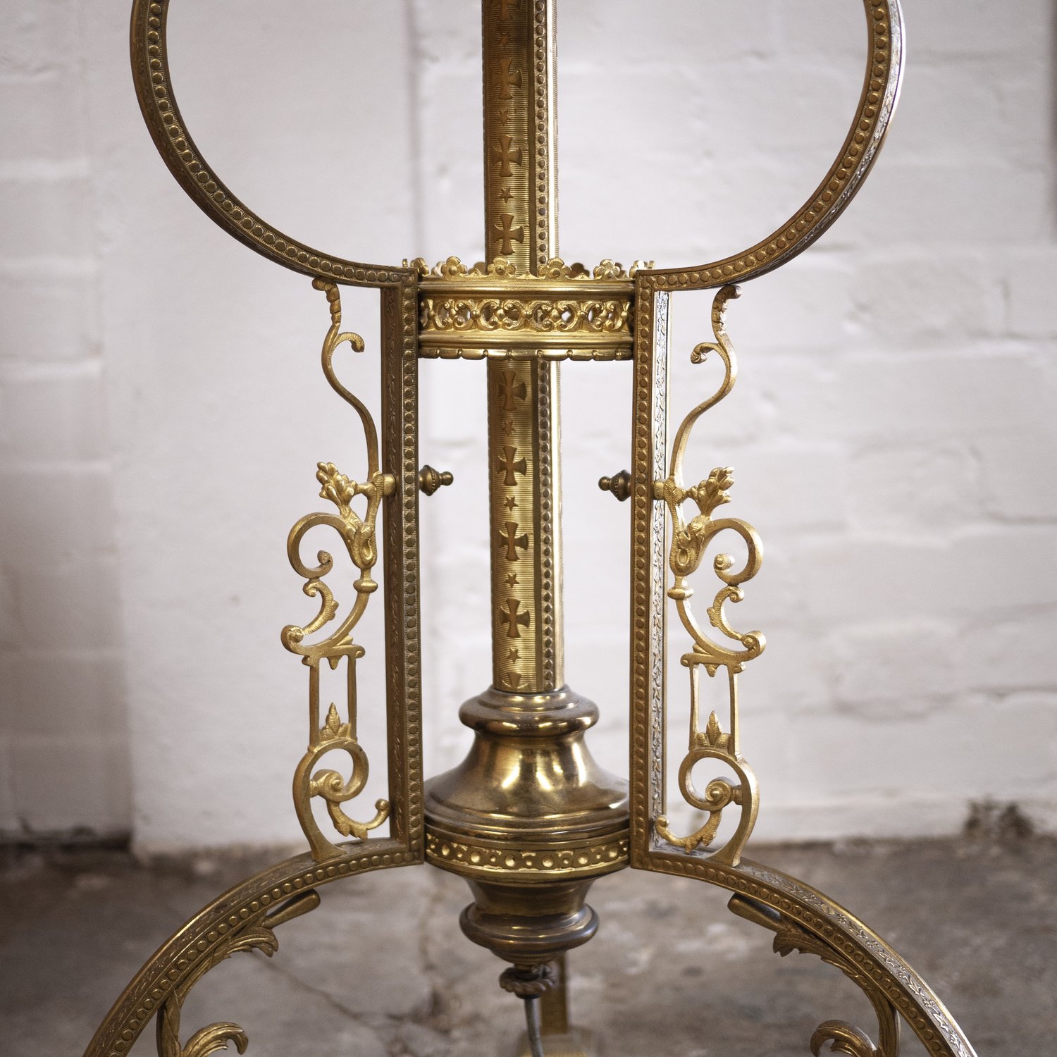 Vintage French Brass And Onyx Floor Lamp, 1930s