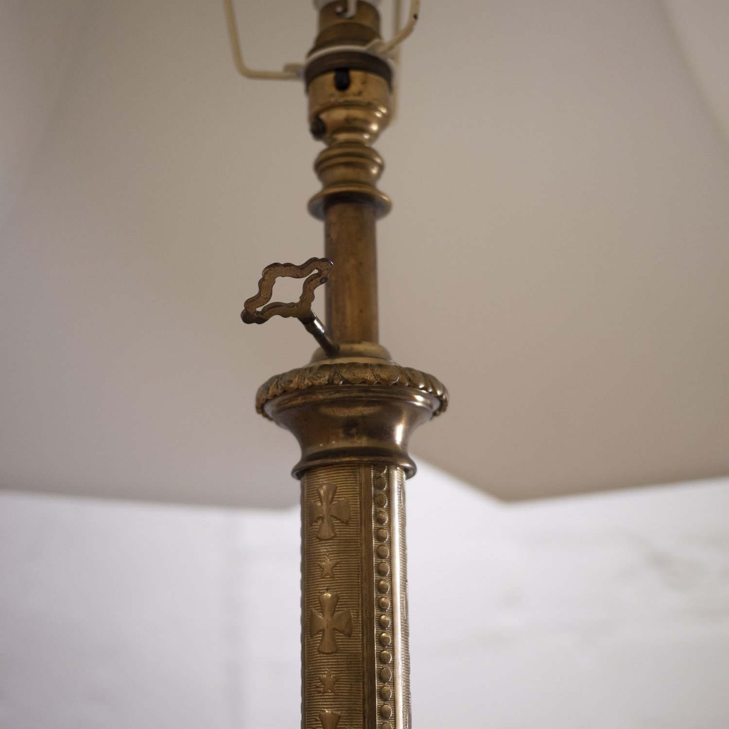 Vintage French Brass And Onyx Floor Lamp, 1930s